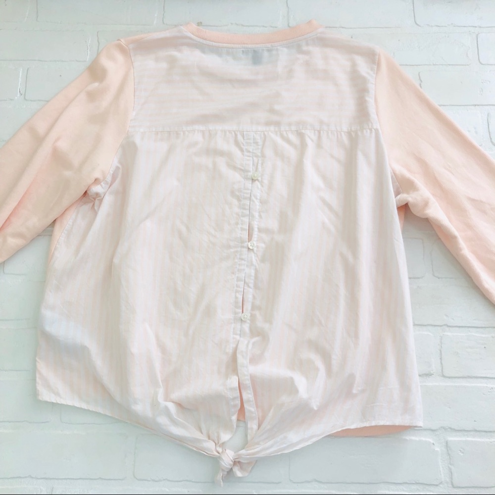 J. Crew Tie Back Sweatshirt Light Pink and White - Picture 6 of 8